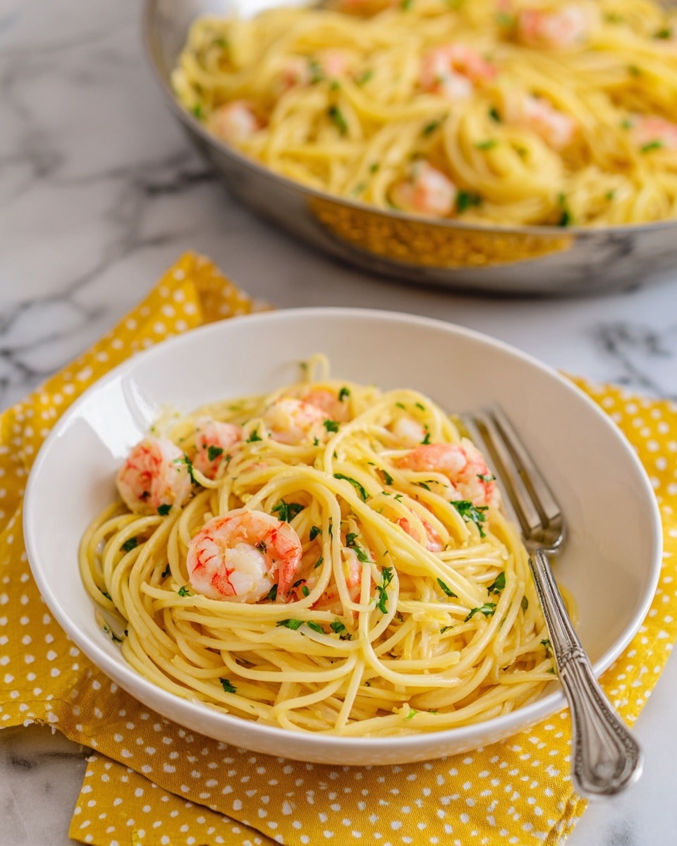 The image shows a silver pan filled with many shrimps cooking in a yellow oil or butter sauce. The shrimps are spread out evenly across the pan, showing a mix of grey raw parts and orange cooked parts. The pan sits on a gas stove with dark black grates around it and a wooden cutting board area to the right. The shine on the pan and the oil creates a slight reflection, giving texture to the shrimp and liquid. photo taken with an iphone --ar 4:5 --v 7