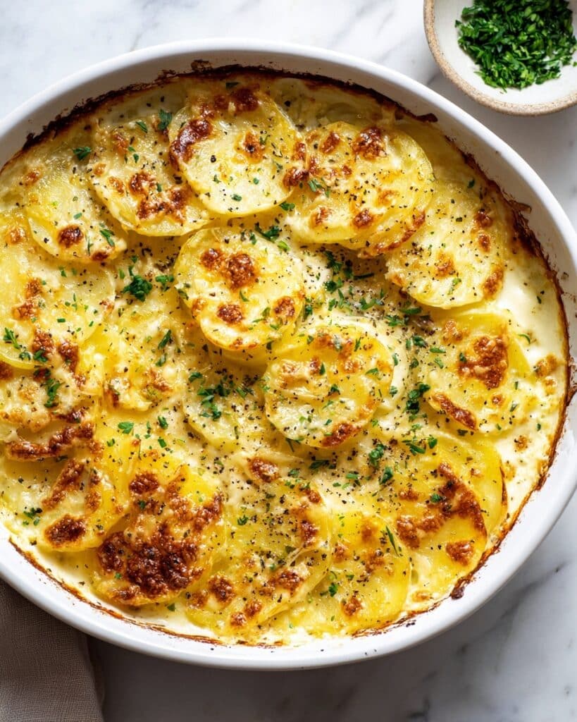 Creamy Scalloped Potatoes with Onion and Garlic Recipe