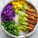 Blackened Chicken with Coconut Rice and Tropical Salsa Recipe
