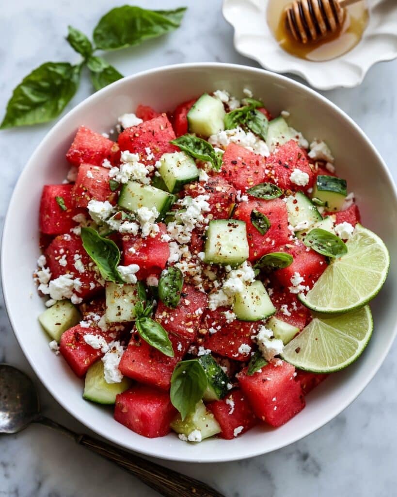 Watermelon Salad with Feta, Basil, and Lime Recipe