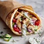 Pita Shawarma with Spiced Chicken and Creamy Tzatziki Recipe