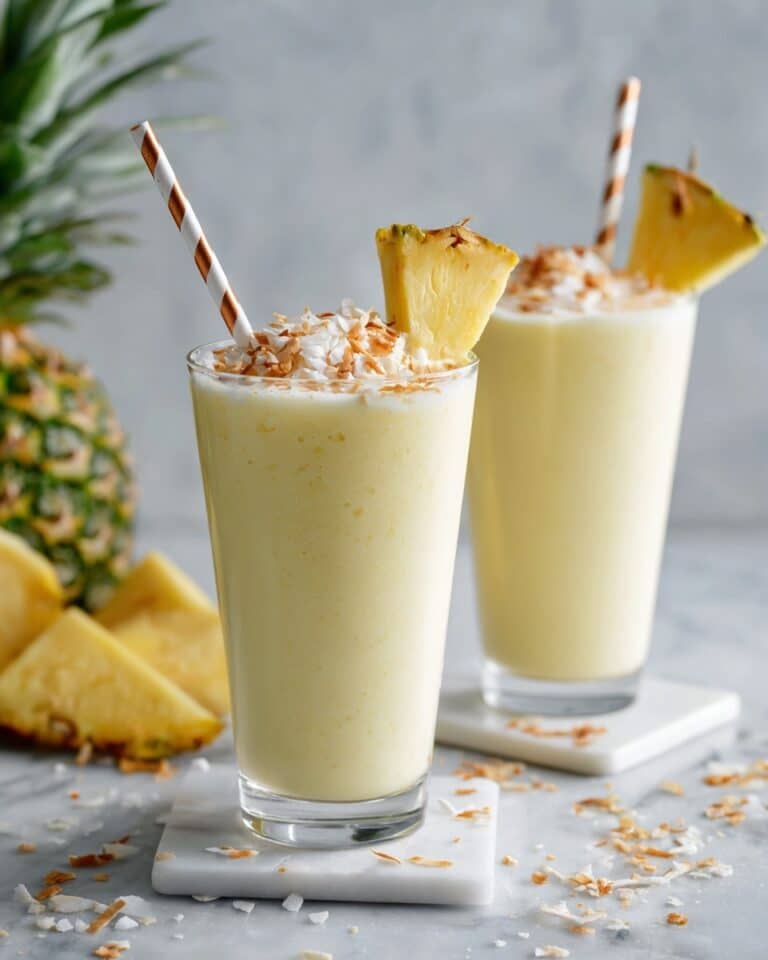 Creamy Pineapple Coconut Smoothie with Toasted Coconut Topping Recipe