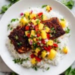 Blackened Salmon with Pineapple Salsa and Rice Recipe