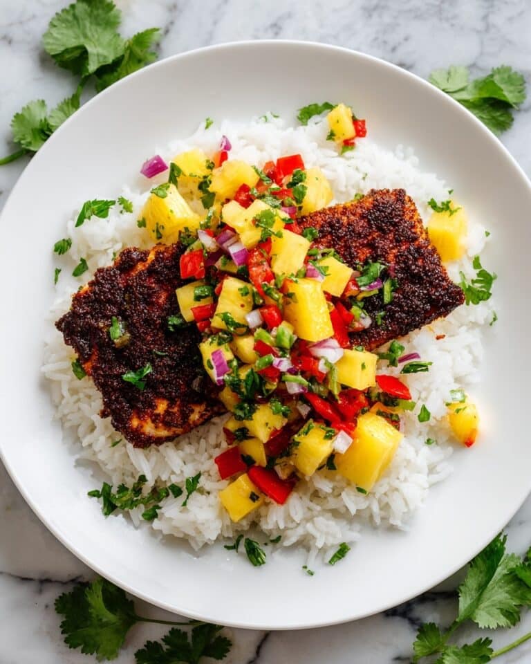 Blackened Salmon with Pineapple Salsa and Rice Recipe