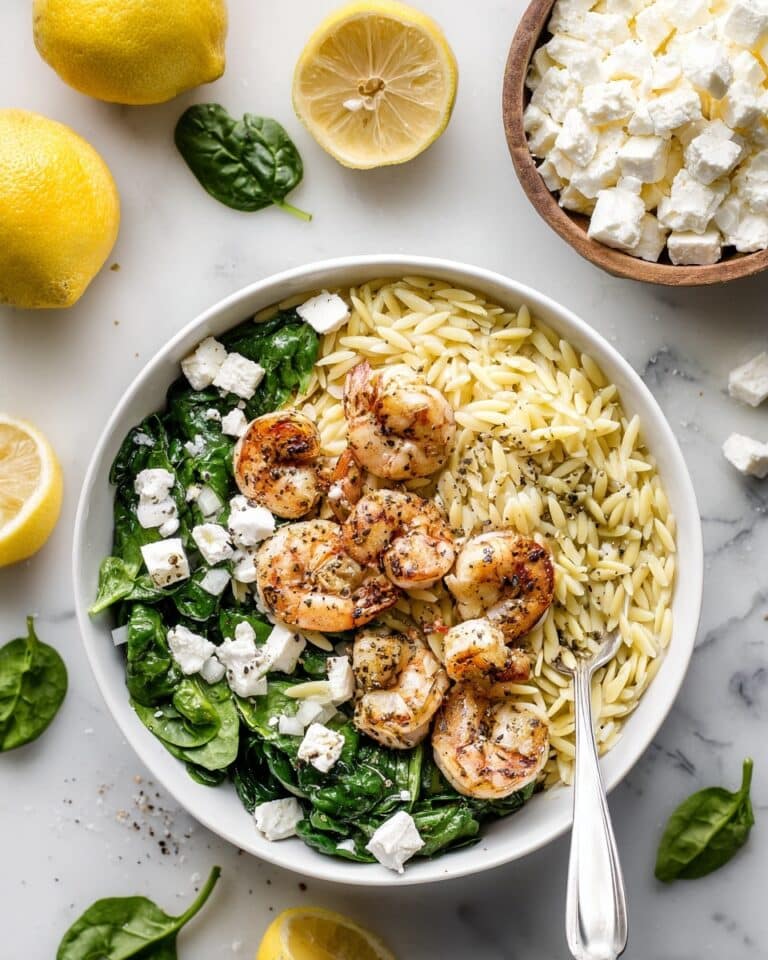 Lemon Orzo with Shrimp, Feta & Spinach Recipe