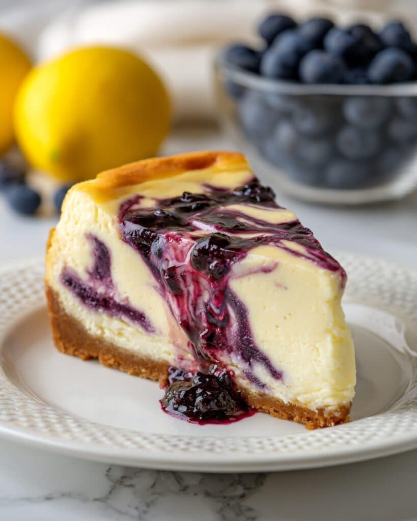 Blueberry Cheesecake with Swirled Blueberry Sauce Recipe