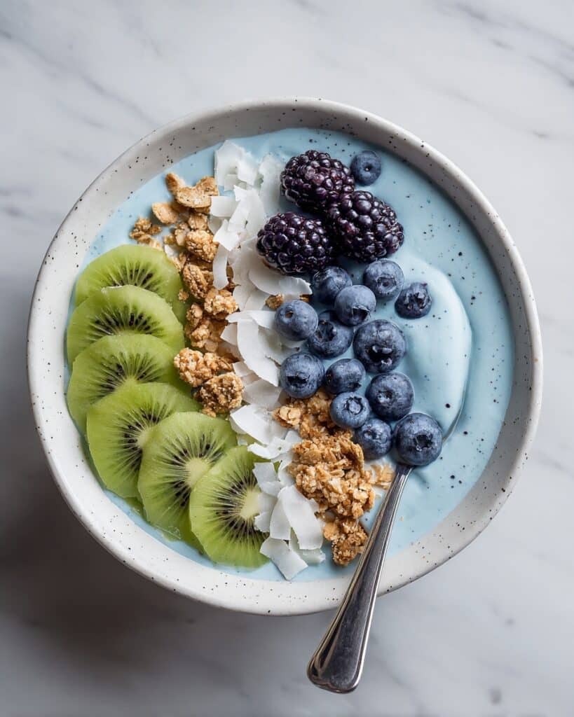 Blue Spirulina Smoothie Bowl with Banana, Cauliflower, and Toppings Recipe