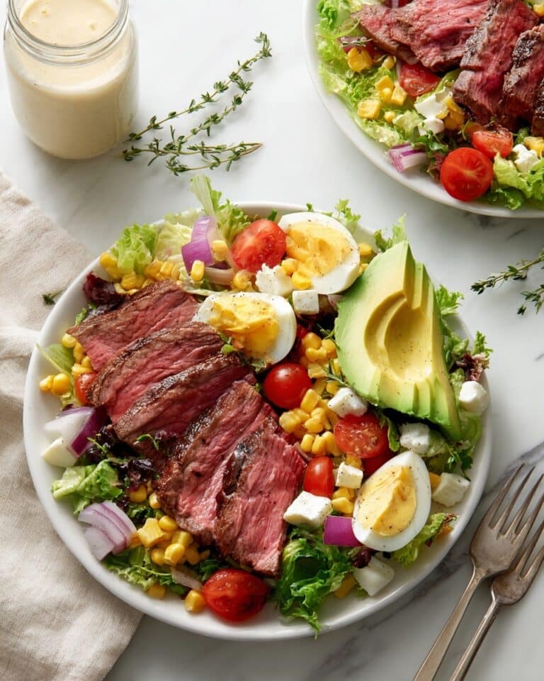 Chopped Salad with Grilled Steak and Lemon Herb Tahini Dressing Recipe