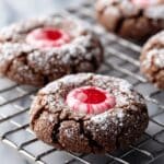Brownie Crinkle Cookies with Candy Cane Hershey Kisses Recipe