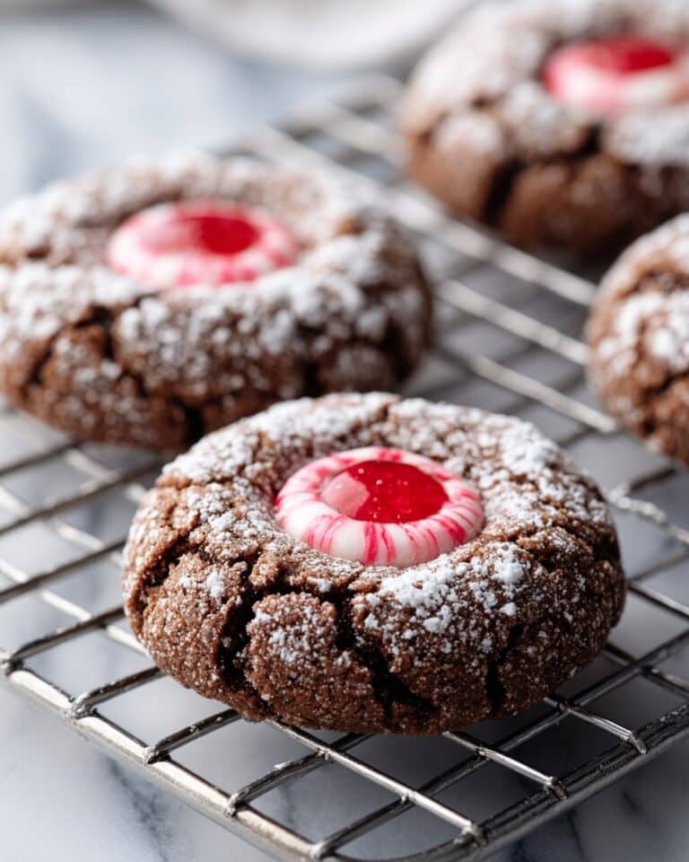 Brownie Crinkle Cookies with Candy Cane Hershey Kisses Recipe
