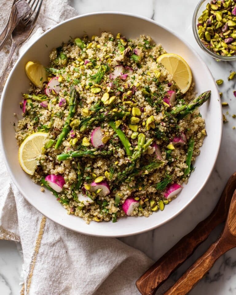 Spring Quinoa Salad with Roasted Asparagus, Radishes, and Pistachios Recipe