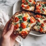 Garlic Basil Pizza Toast with Burrata and Grape Tomatoes Recipe