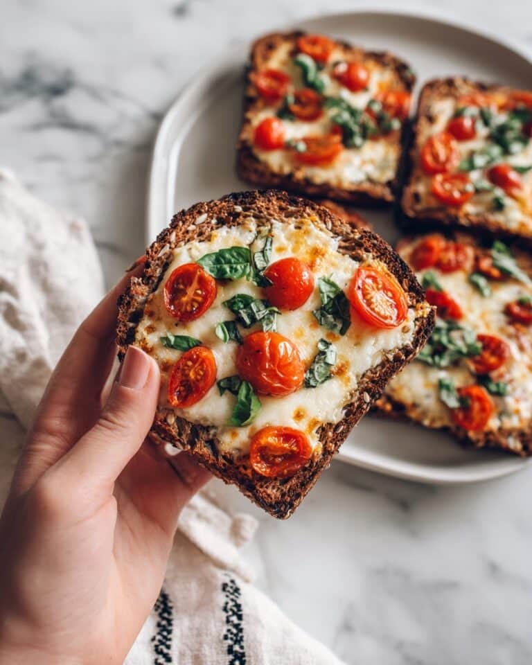 Garlic Basil Pizza Toast with Burrata and Grape Tomatoes Recipe