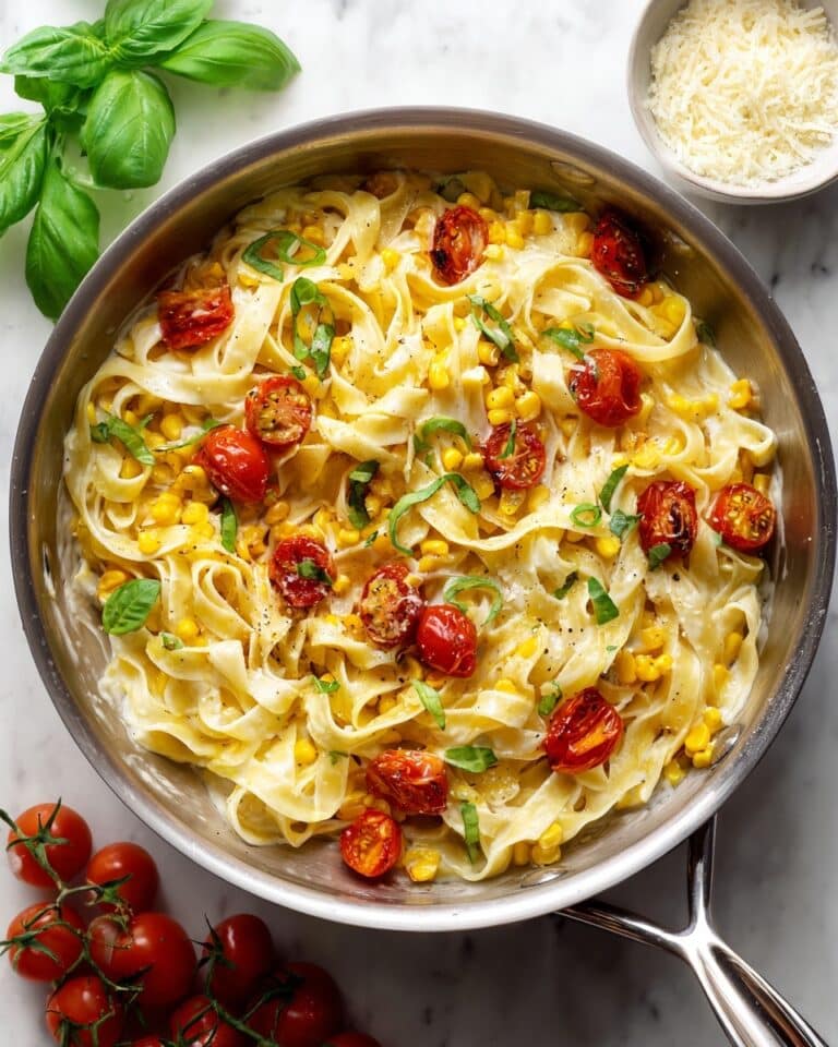 Summery Pappardelle with Corn & Basil Cream Sauce Recipe