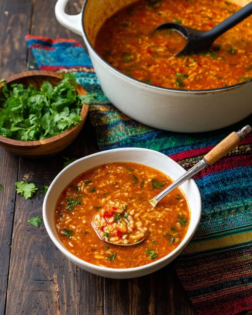 Spicy Sweet Potato, Vegetable and Rice Soup Recipe