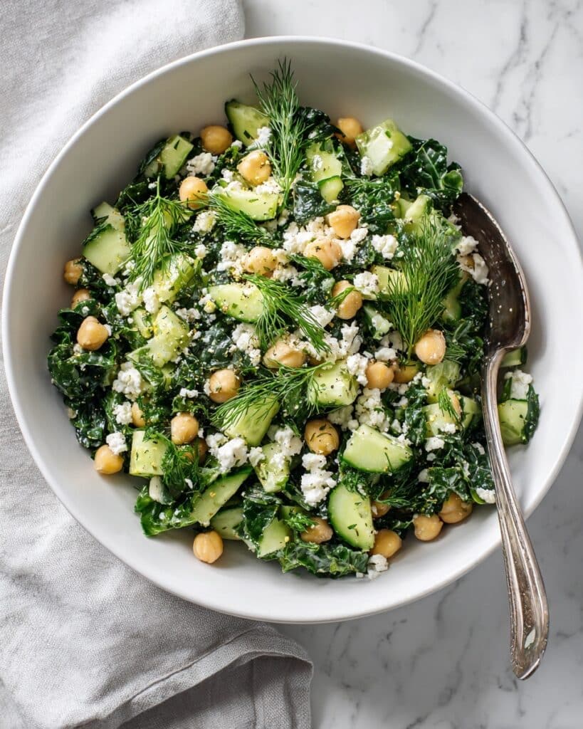 Kale Chickpea Salad with Lemon Tahini Dressing Recipe