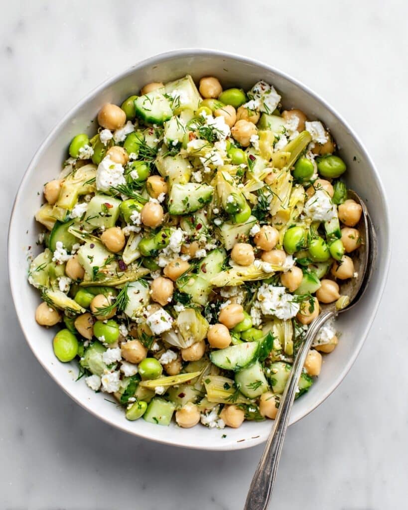 High Protein Edamame Artichoke Salad Recipe