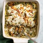 Pesto Rice Bake with Chickpeas, Mushrooms, and Mozzarella Recipe