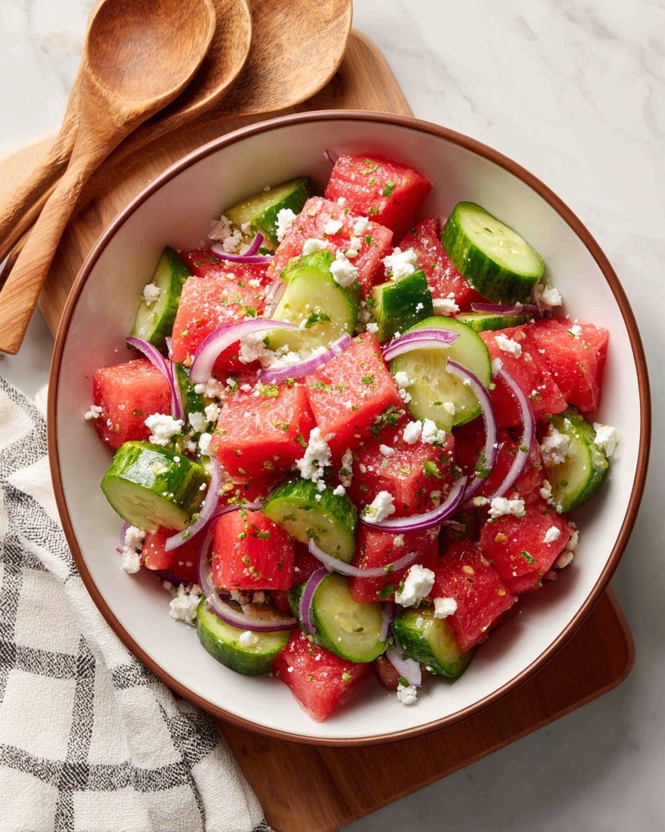 Watermelon Cucumber Salad with Feta and Fresh Herbs Recipe