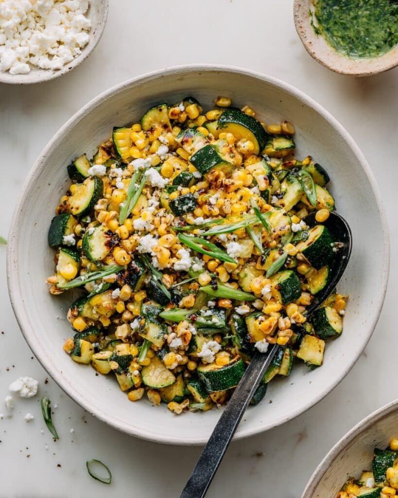 Grilled Zucchini & Corn Salad with Basil Vinaigrette Recipe