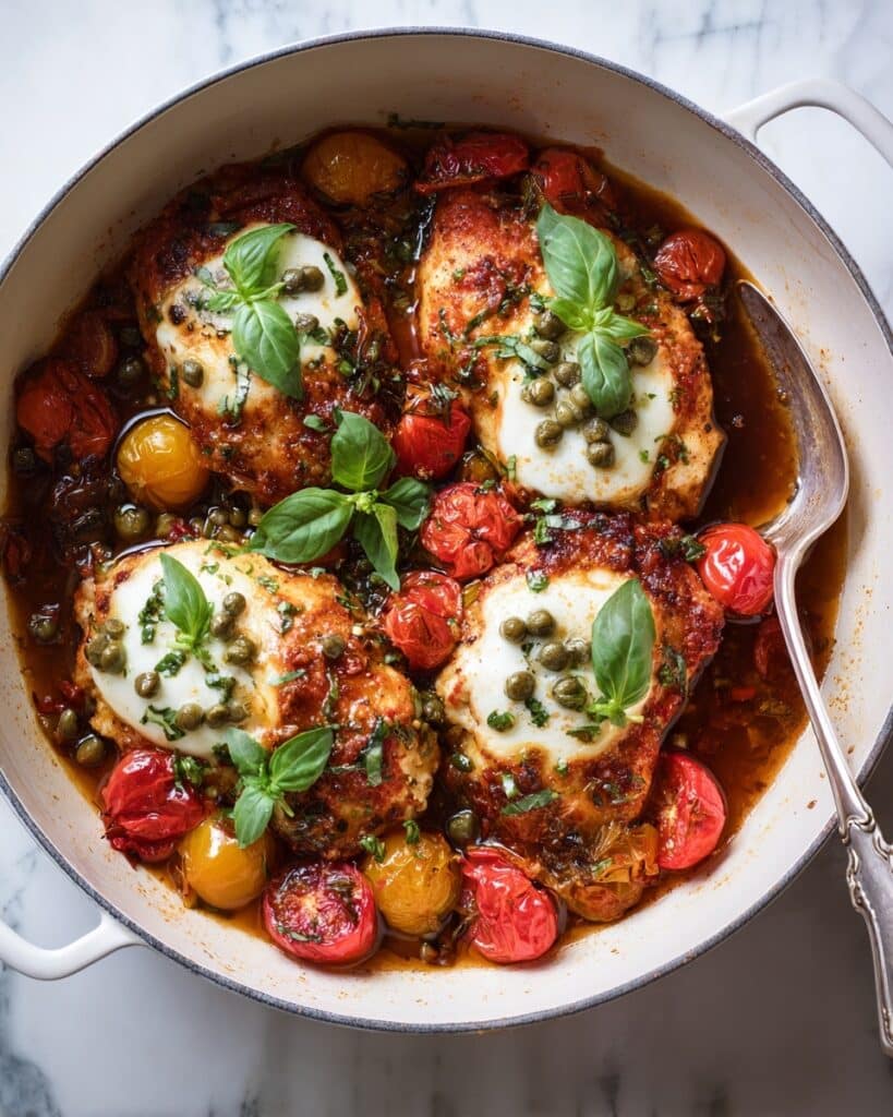 Caprese Chicken Cutlets with Blistered Tomatoes Recipe