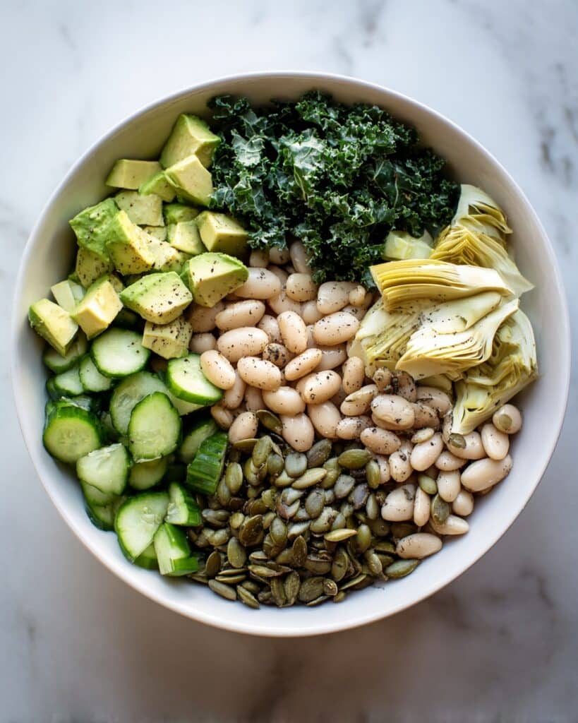 White Bean Kale Salad with Avocado and Lemon Vinaigrette Recipe