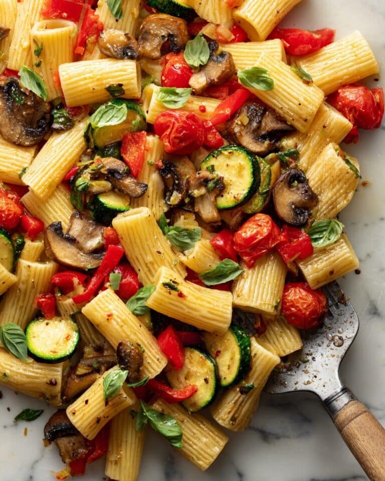 Easy Roasted Veggie Pasta with Mushrooms Recipe