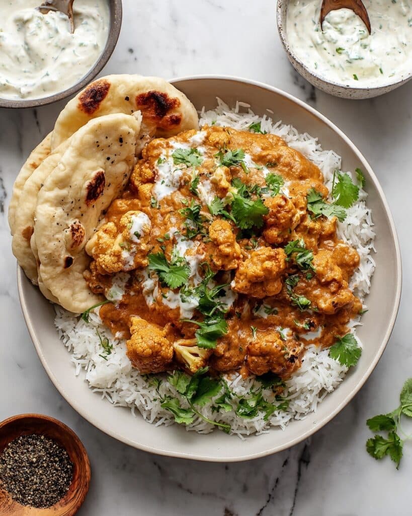 Butter Cauliflower Curry with Spiced Tomato Sauce and Coconut Cream Recipe