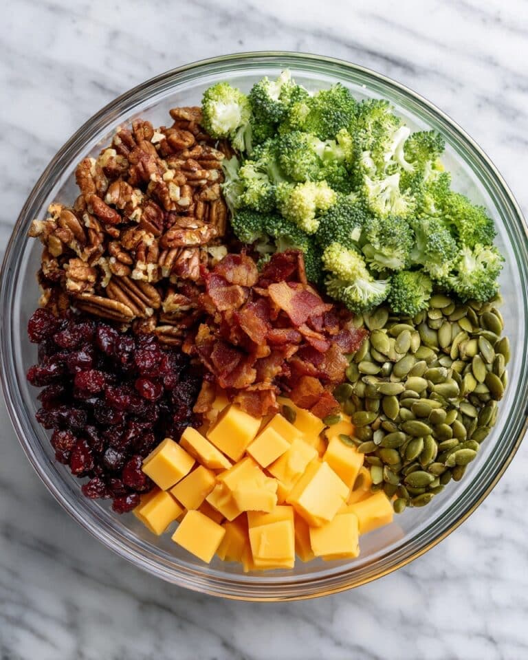 Broccoli Crunch Salad with Bacon, Cranberries, and Candied Pecans Recipe