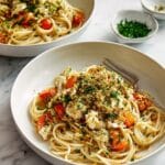 Cherry Tomato Pasta with Sweet Crab & Pesto Breadcrumbs Recipe