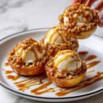 Baked Peaches with Oat Crumble and Vanilla Ice Cream Recipe