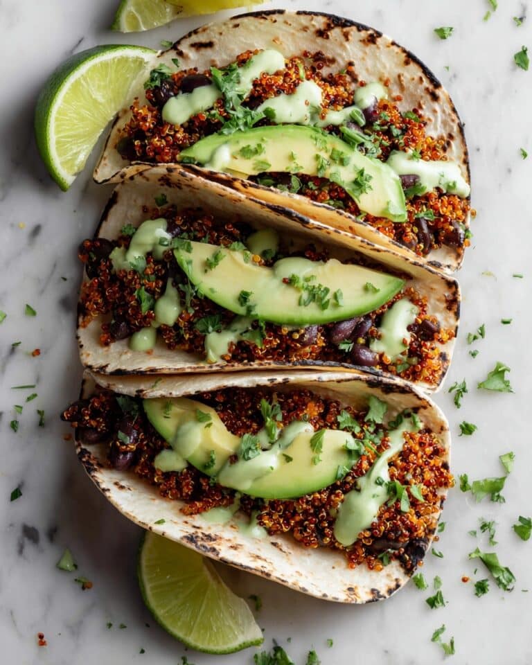 Black Bean Quinoa Tacos with Cilantro Lime Cashew Crema Recipe