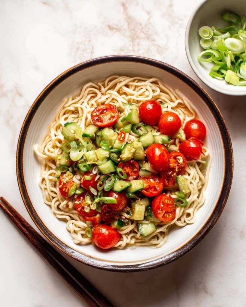 Cold Tomato Noodles with Smashed Cucumber Recipe