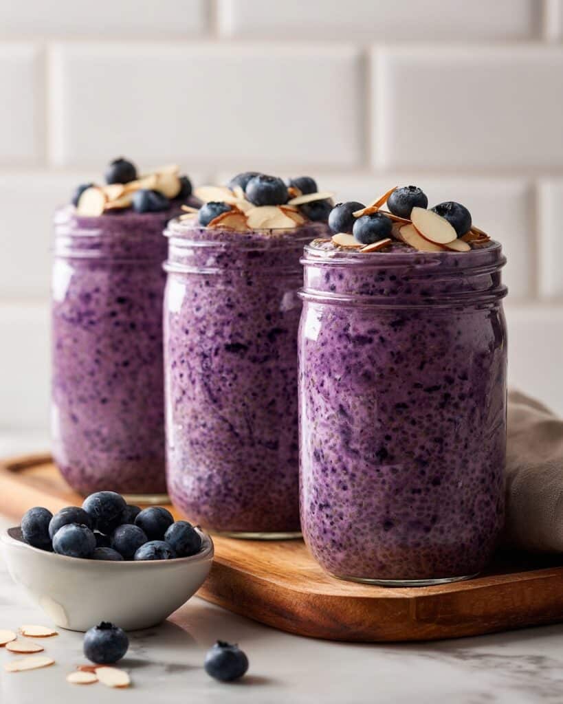 Blueberry Overnight Oatmeal with Chia Seeds Recipe
