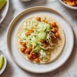 Easy Chickpea Tacos with Avocado Crema and Cabbage Recipe