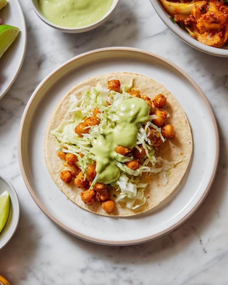Easy Chickpea Tacos with Avocado Crema and Cabbage Recipe
