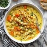 Chickpea Noodle Soup with Coconut Milk and Curry Spices Recipe