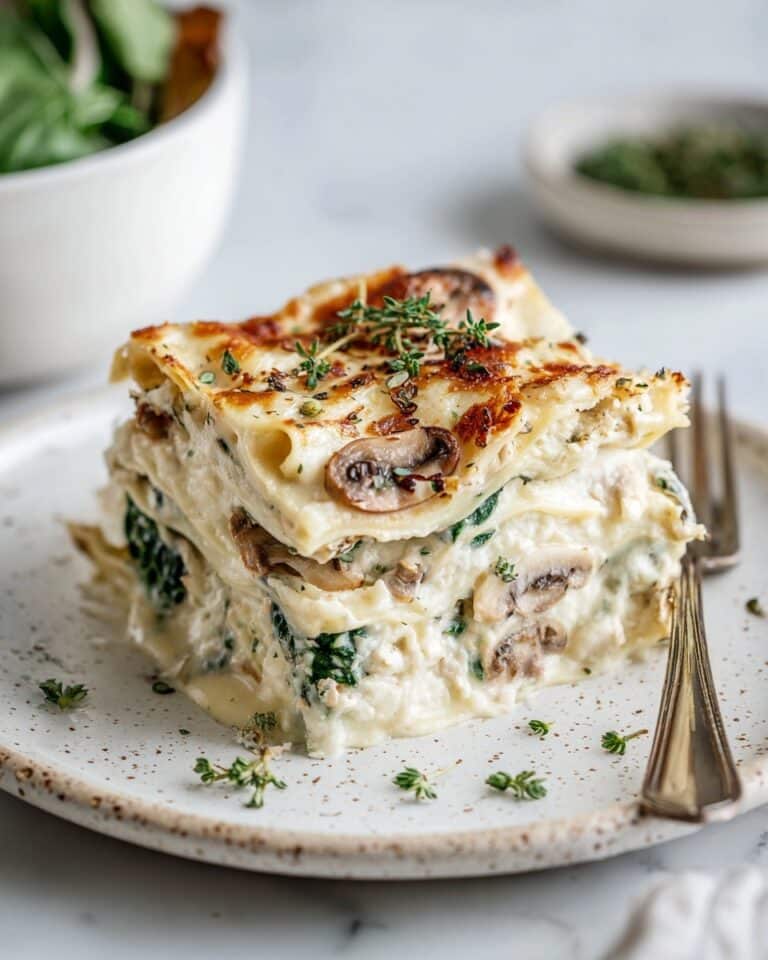 Vegan White Lasagna with Spinach, Mushrooms, and Cashew Ricotta Recipe