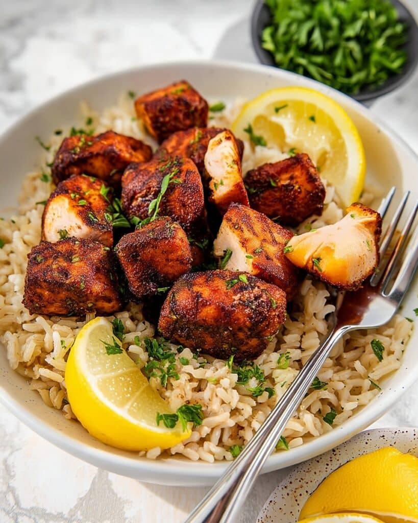 Blackened Air Fryer Salmon Bites Recipe